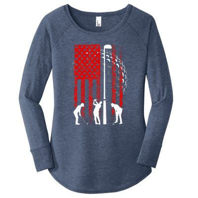 American Flag Golf Vintage 4th Of July Golfer Women's Perfect Tri Tunic Long Sleeve Shirt