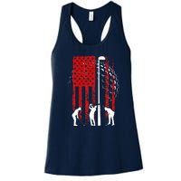 American Flag Golf Vintage 4th Of July Golfer Women's Racerback Tank