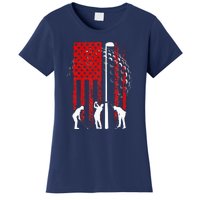 American Flag Golf Vintage 4th Of July Golfer Women's T-Shirt