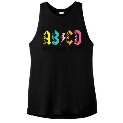 ABCD First Grade Rocks Back To School 1st Grade Teacher Ladies PosiCharge Tri-Blend Wicking Tank