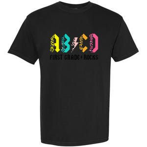 ABCD First Grade Rocks Back To School 1st Grade Teacher Garment-Dyed Heavyweight T-Shirt