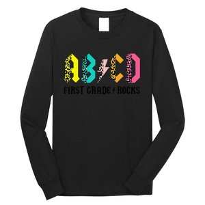 ABCD First Grade Rocks Back To School 1st Grade Teacher Long Sleeve Shirt