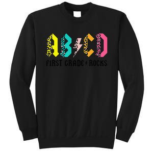 ABCD First Grade Rocks Back To School 1st Grade Teacher Sweatshirt