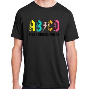 ABCD First Grade Rocks Back To School 1st Grade Teacher Adult ChromaSoft Performance T-Shirt