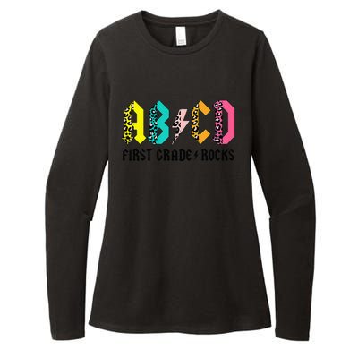 ABCD First Grade Rocks Back To School 1st Grade Teacher Womens CVC Long Sleeve Shirt