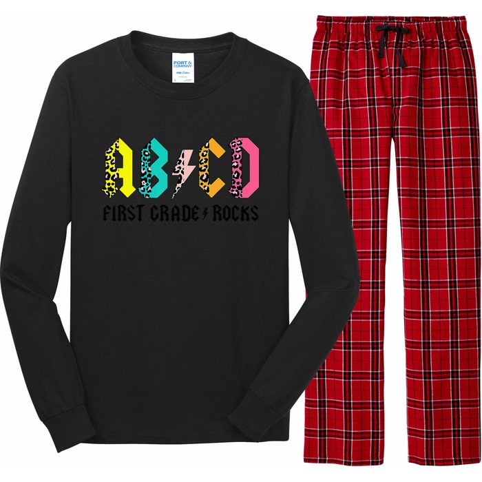 ABCD First Grade Rocks Back To School 1st Grade Teacher Long Sleeve Pajama Set