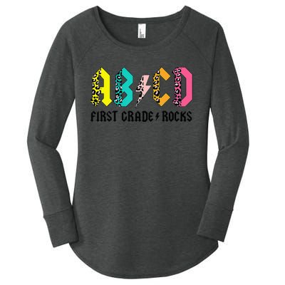 ABCD First Grade Rocks Back To School 1st Grade Teacher Women's Perfect Tri Tunic Long Sleeve Shirt