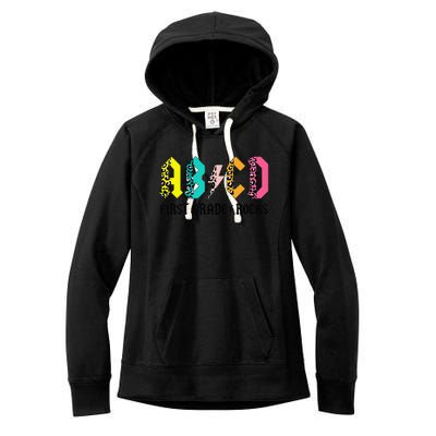 ABCD First Grade Rocks Back To School 1st Grade Teacher Women's Fleece Hoodie