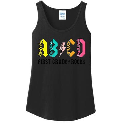 ABCD First Grade Rocks Back To School 1st Grade Teacher Ladies Essential Tank