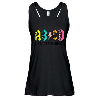 ABCD First Grade Rocks Back To School 1st Grade Teacher Ladies Essential Flowy Tank