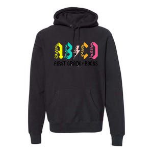 ABCD First Grade Rocks Back To School 1st Grade Teacher Premium Hoodie