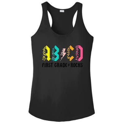 ABCD First Grade Rocks Back To School 1st Grade Teacher Ladies PosiCharge Competitor Racerback Tank