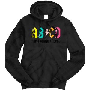 ABCD First Grade Rocks Back To School 1st Grade Teacher Tie Dye Hoodie