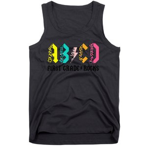 ABCD First Grade Rocks Back To School 1st Grade Teacher Tank Top