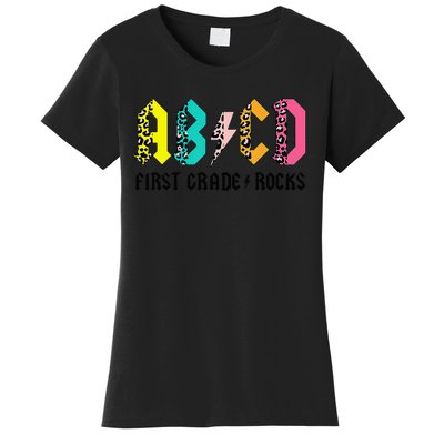 ABCD First Grade Rocks Back To School 1st Grade Teacher Women's T-Shirt