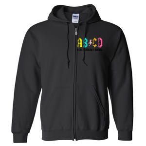 ABCD First Grade Rocks Back To School 1st Grade Teacher Full Zip Hoodie