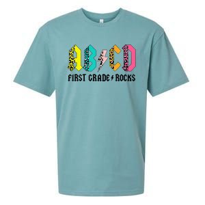 ABCD First Grade Rocks Back To School 1st Grade Teacher Sueded Cloud Jersey T-Shirt