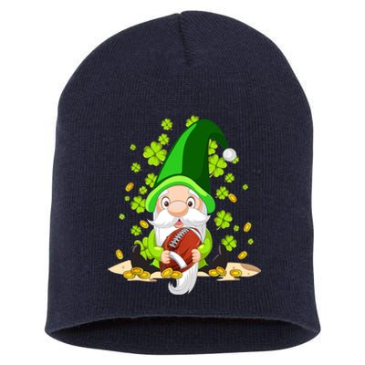 American Football Gnome Lucky Shamrock St Patrick's Day Short Acrylic Beanie