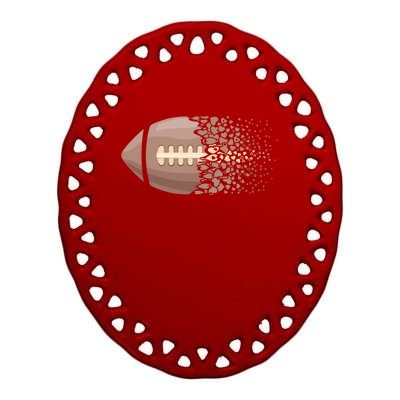 American Football Graphic American Football Heart Gift Ceramic Oval Ornament