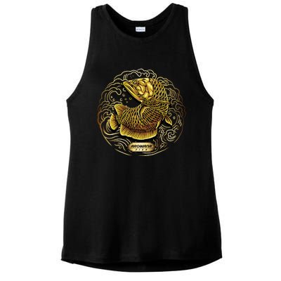 Arowana Fish Gold Ladies PosiCharge Tri-Blend Wicking Tank