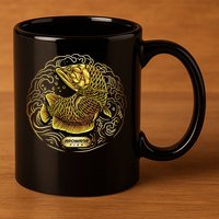 Arowana Fish Gold 11oz C Handle Ceramic Mug