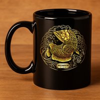 Arowana Fish Gold 11oz C Handle Ceramic Mug