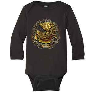 Arowana Fish Gold Baby Long Sleeve Bodysuit