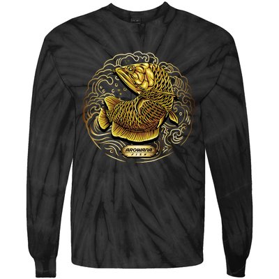 Arowana Fish Gold Tie-Dye Long Sleeve Shirt