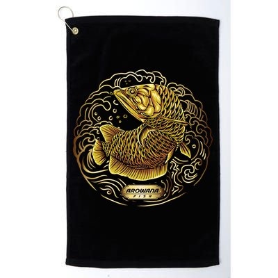 Arowana Fish Gold Golf Towel