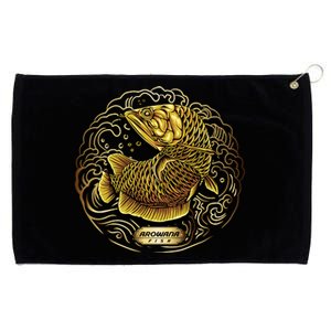 Arowana Fish Gold Grommeted Golf Towel