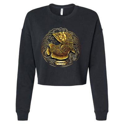 Arowana Fish Gold Cropped Pullover Crew