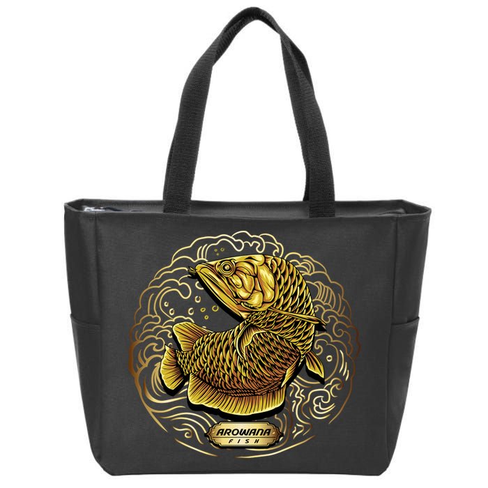 Arowana Fish Gold Zip Tote Bag