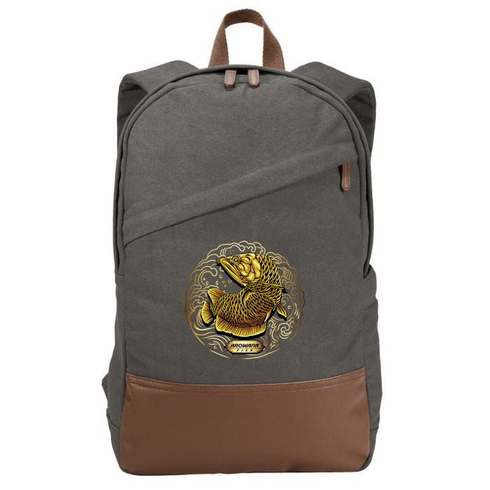 Arowana Fish Gold Cotton Canvas Backpack