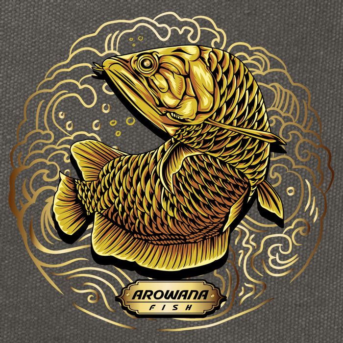 Arowana Fish Gold Cotton Canvas Backpack