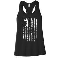 American Flag Golf Balls And Club Vintage Golfing Golfer Women's Racerback Tank