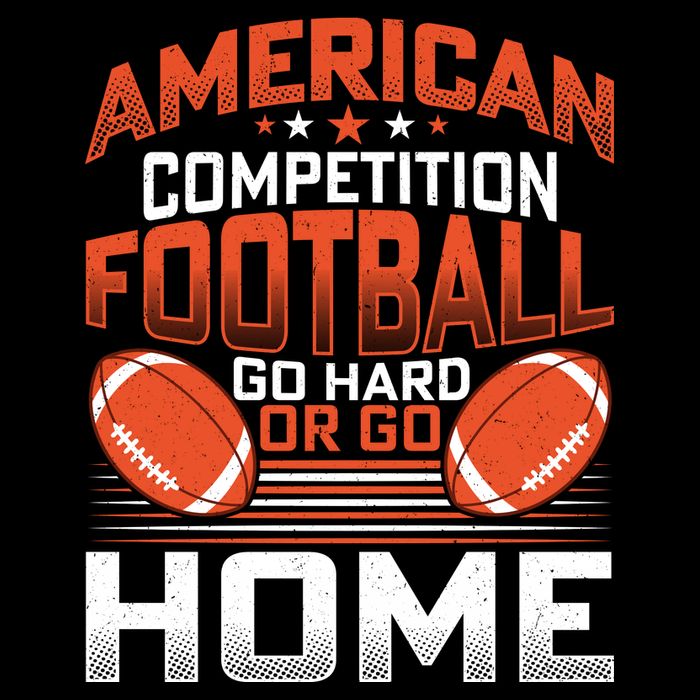 American Football Go Hard Or Go Home Graphic V-Neck T-Shirt