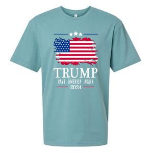 American Flag Gift Trump 2024 Save America Again Sueded Cloud Jersey T-Shirt