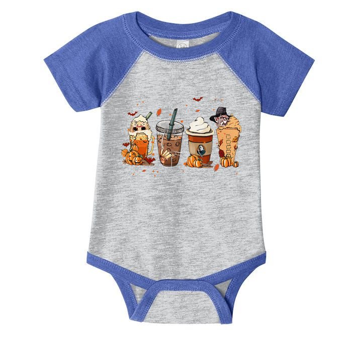 Autumn Fall Horror Latte Coffee Cups Ghost Halloween Infant Baby Jersey Bodysuit