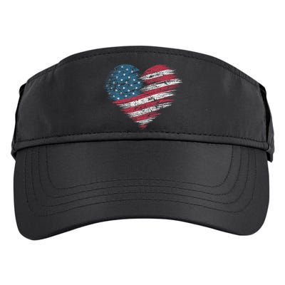 American Flag Heart Women Patriotic 4th Of July Usa Gift Adult Drive Performance Visor