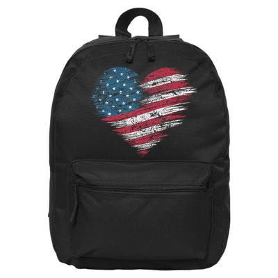 American Flag Heart Women Patriotic 4th Of July Usa Gift 16 in Basic Backpack