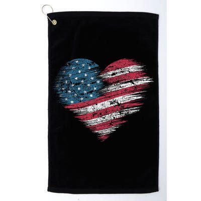 American Flag Heart Women Patriotic 4th Of July Usa Gift Golf Towel