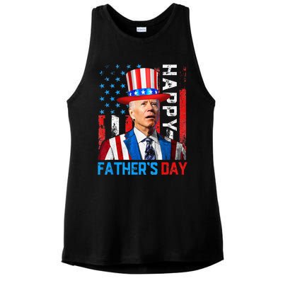 American Flag Happy Fathers Day Confused For 4th Of July Ladies PosiCharge Tri-Blend Wicking Tank