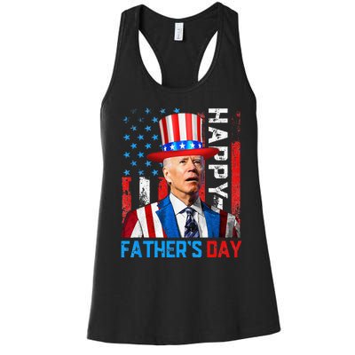 American Flag Happy Fathers Day Confused For 4th Of July Women's Racerback Tank