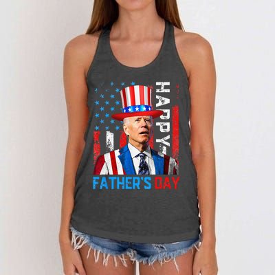 American Flag Happy Fathers Day Confused For 4th Of July Women's Knotted Racerback Tank