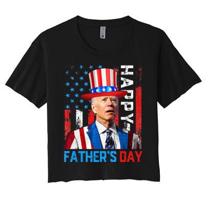 American Flag Happy Fathers Day Confused For 4th Of July Women's Crop Top Tee