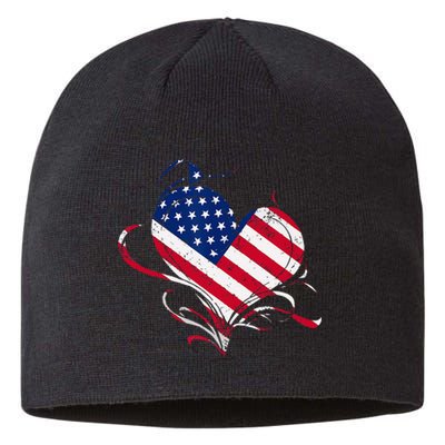 American Flag Heart 4th of July USA Love Patriotic Pride Sustainable Beanie