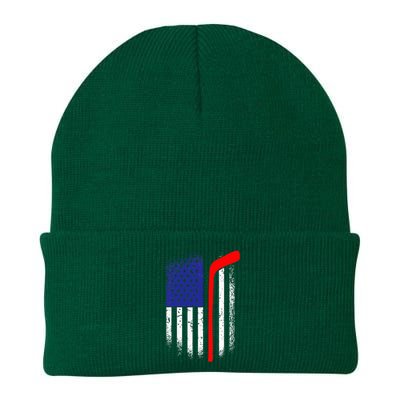 American Flag Hockey 4th Of July Cool Sport Memorial Day Knit Cap Winter Beanie