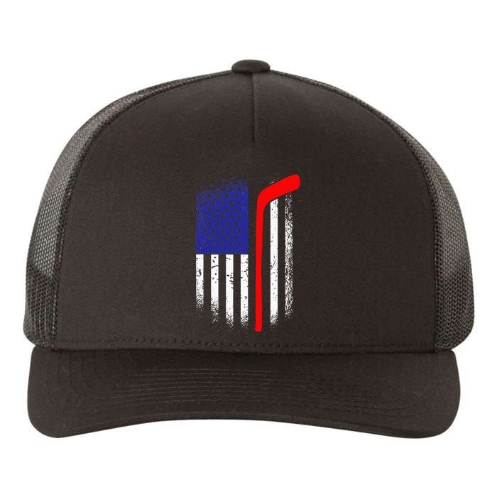 American Flag Hockey 4th Of July Cool Sport Memorial Day Yupoong Adult 5-Panel Trucker Hat