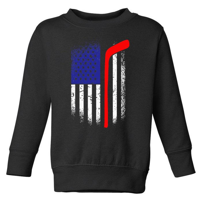 American Flag Hockey 4th Of July Cool Sport Memorial Day Toddler Sweatshirt