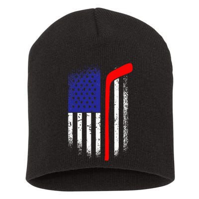 American Flag Hockey 4th Of July Cool Sport Memorial Day Short Acrylic Beanie